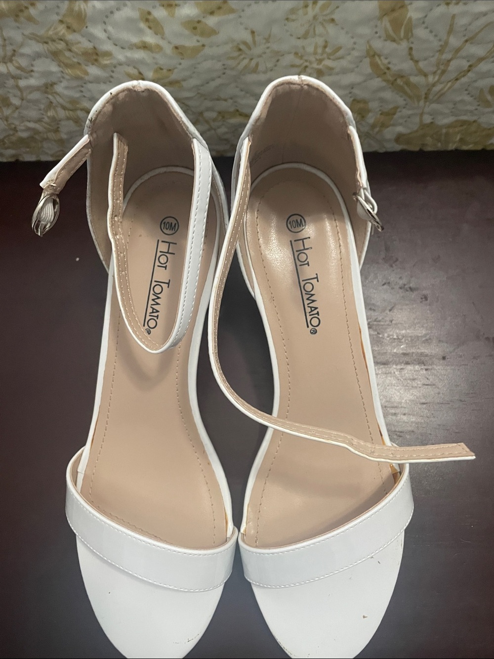 Hot Tomato White Open-Toe Ankle-Strap Heels
